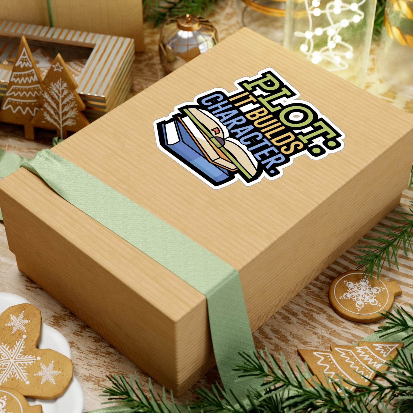 Plot it builds character - Author Sticker for Wall, Laptop, Window, Truck, Car Author Gift Vinyl Writer Decal Sticker