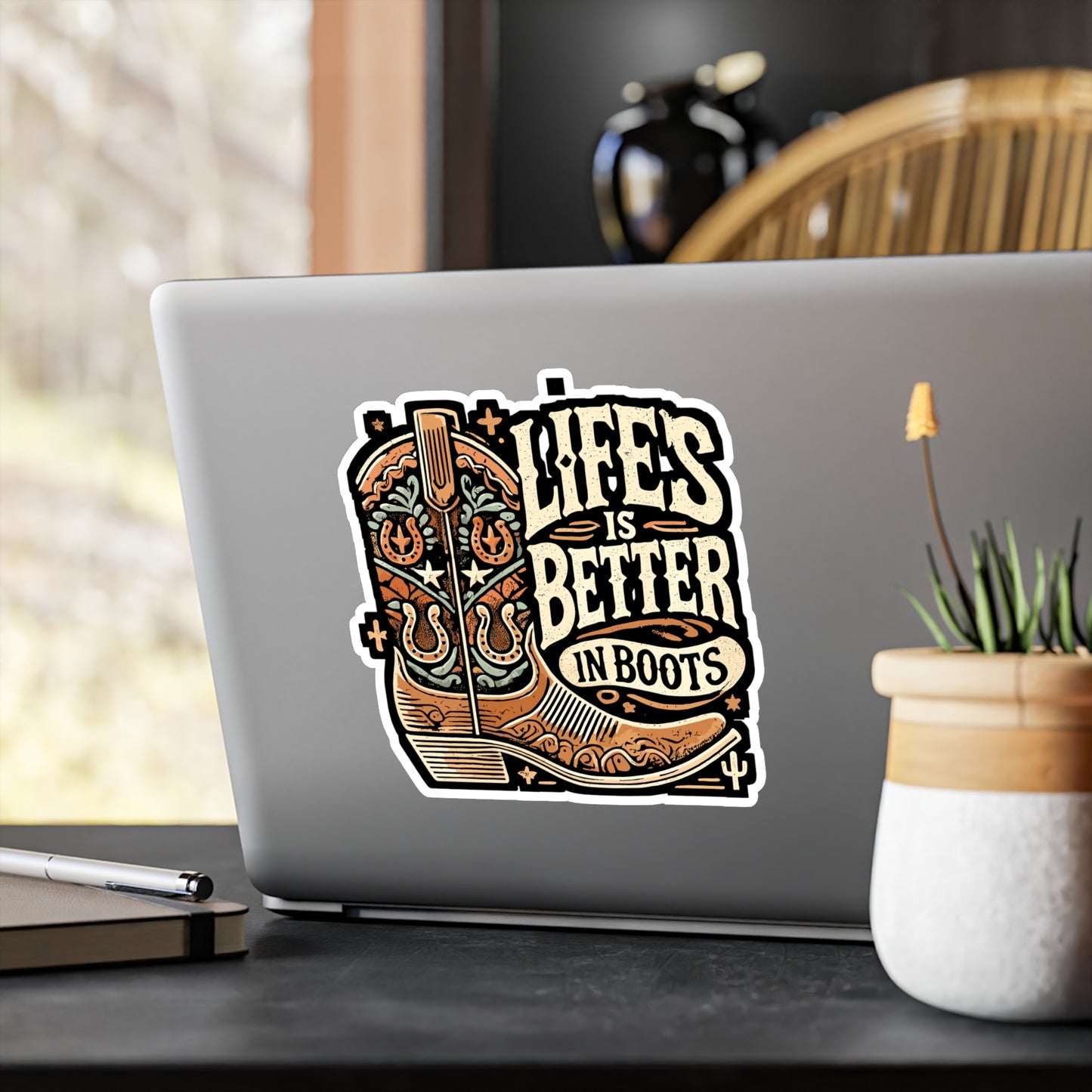 Life is Better In Boots - Country girl Sticker for Laptop Sticker. Water Bottle Sticker, Vinyl Boots Decal - Country girl Gift