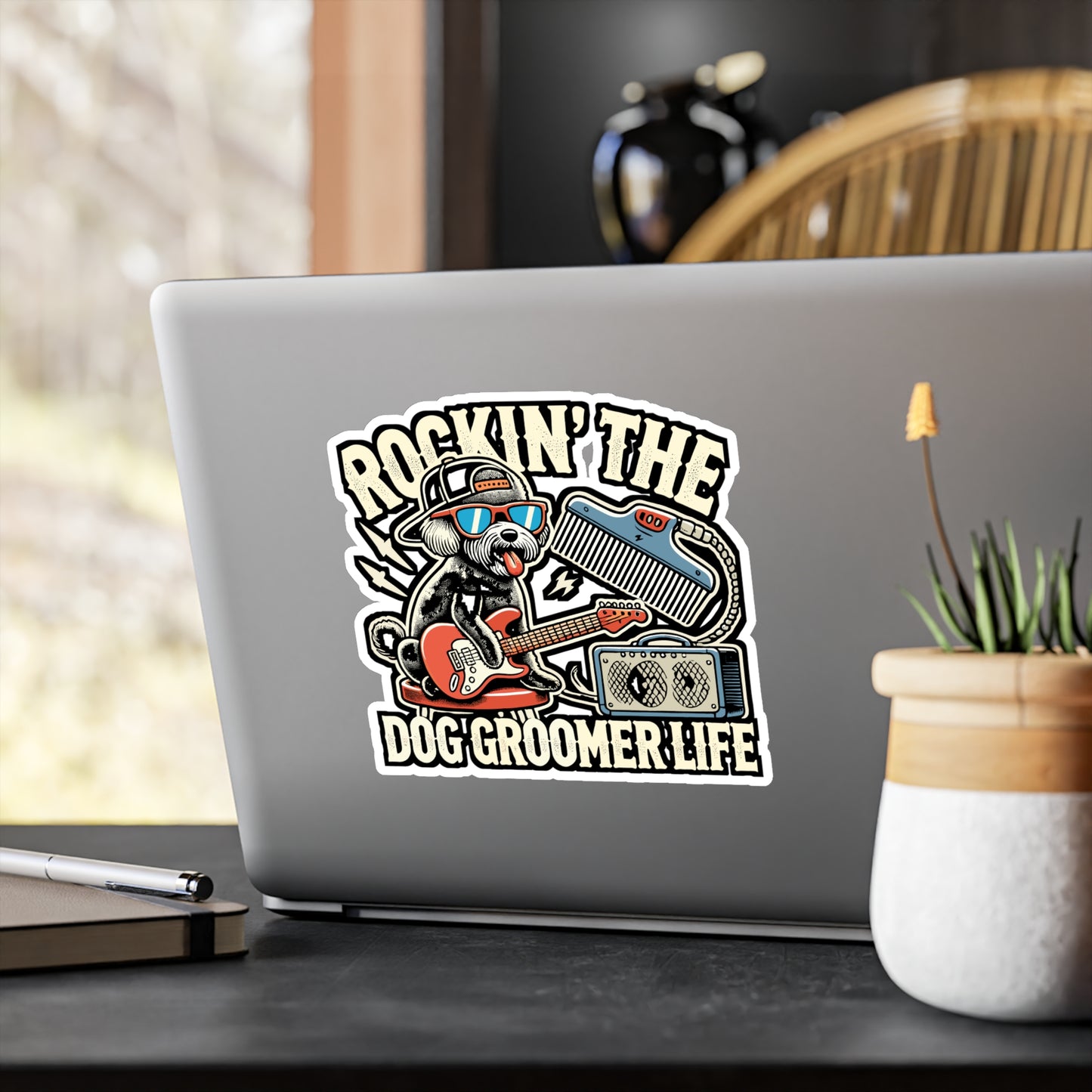 Rockin' The Dog Groomer Life - Dog groomer Sticker for Laptop Sticker. Water Bottle Sticker, Vinyl Coffee Decal - Dog groomer Gift