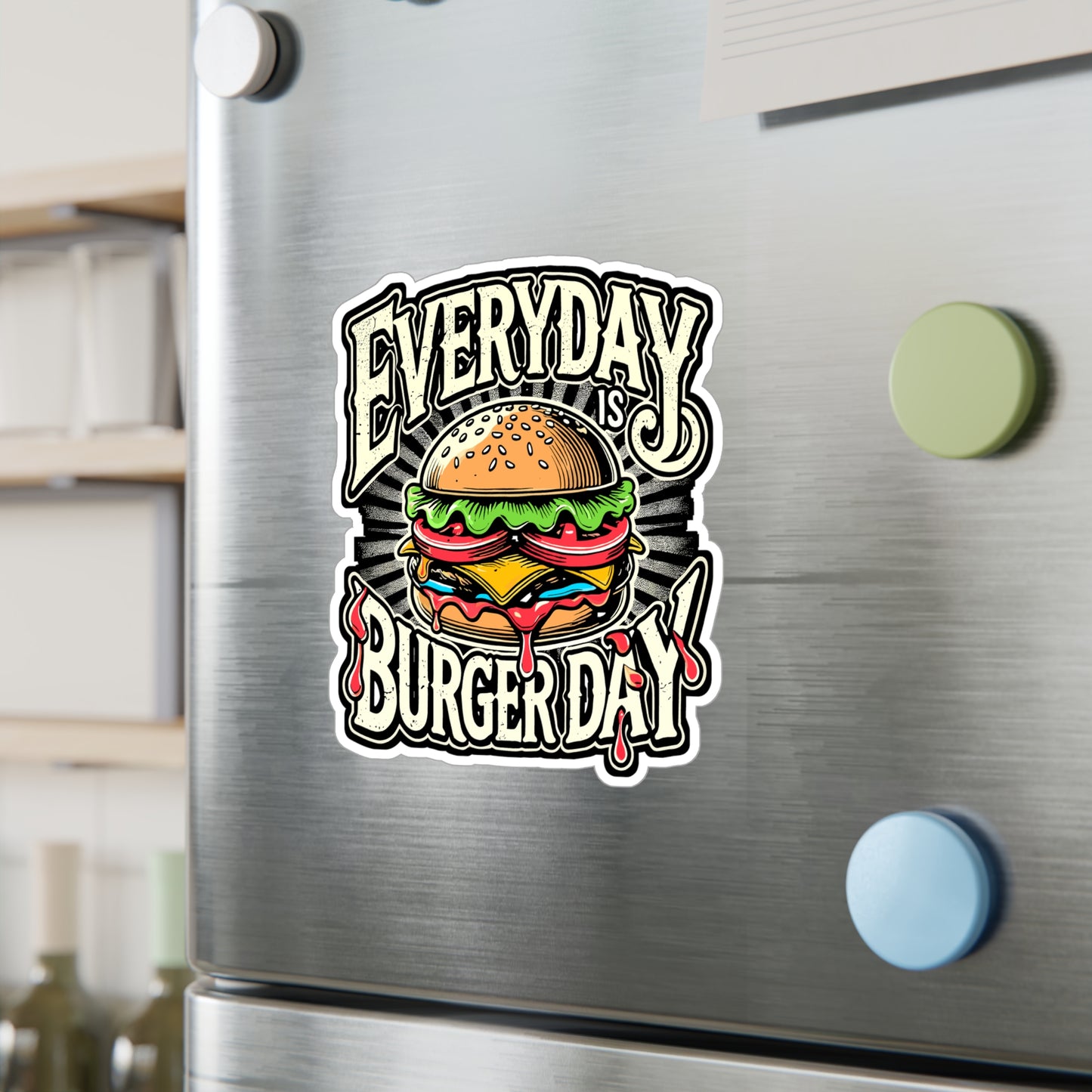 Everyday Is Burger Day – Cheeseburger Vinyl Decal for Laptop or Water Bottle | Fun Burger Gift for Food Lovers