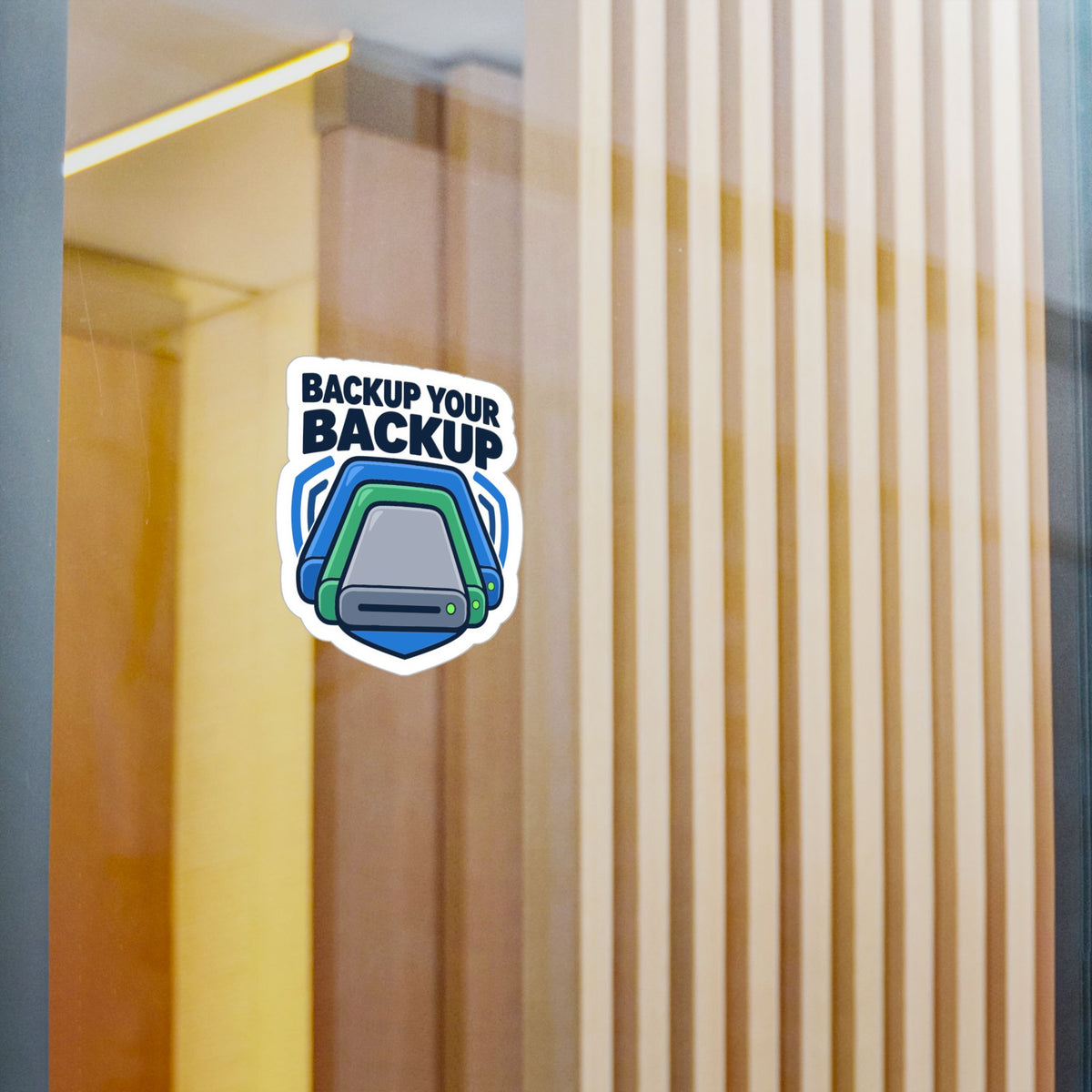 Tech Sticker – Backup Your Backup, Reboot Button and Bandage Design, Decals for Laptop and Water Bottle