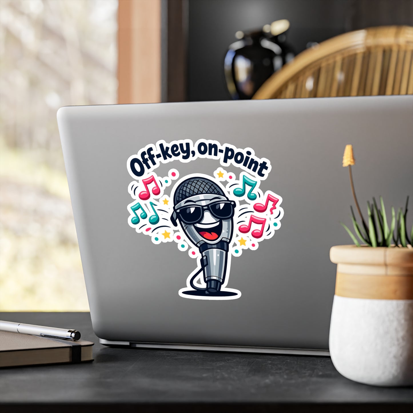 Karaoke Sticker 'Off-key, on-point' Funny Music Beer Booze Decals Waterproof Vinyl for Laptop Water Bottle