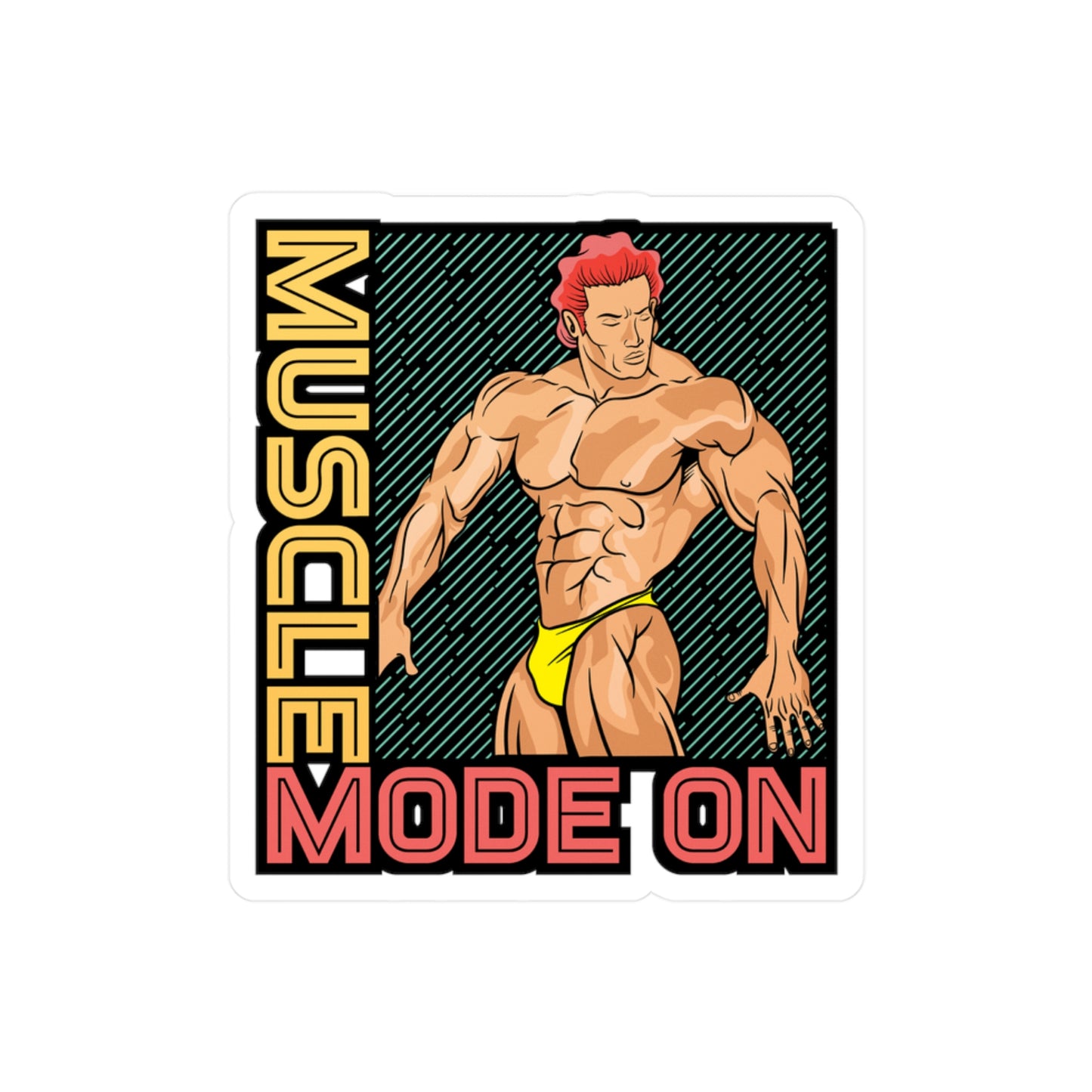Muscle Mode On - Workout Sticker for Car Window Laptop Sticker. Water Bottle Sticker, Vinyl Gym Decal, Fitness Sticker - Workout Gift