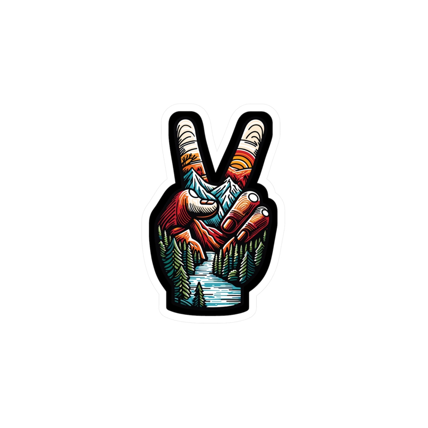 Peace Outdoor Forest Camping - Camping Sticker for Laptop, Wall Sticker. Water Bottle Sticker, Vinyl Adventure Decal - Camping Gift