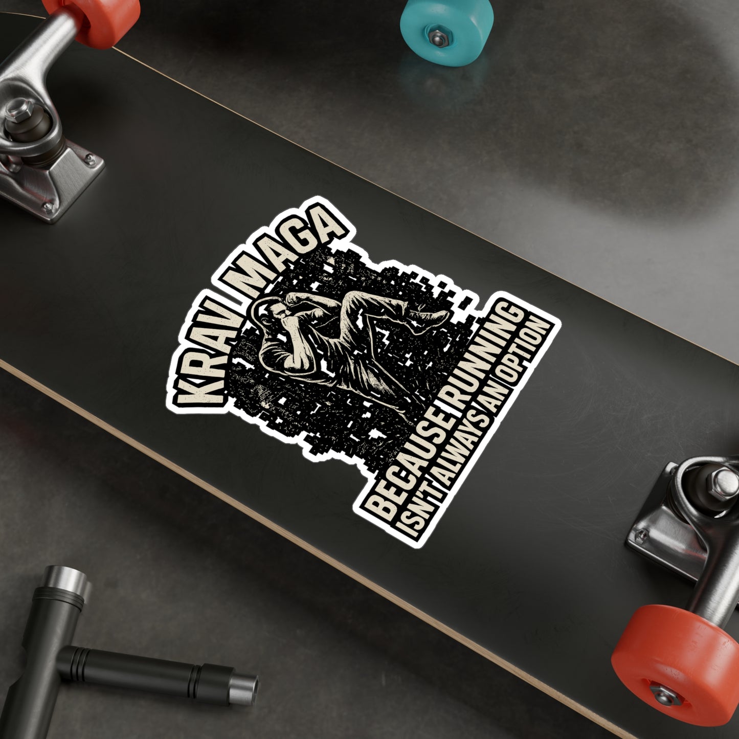 Krav Maga Sticker – "Because Running Isn’t Always an Option" Vinyl Decals for Laptop, Water Bottle, Martial Arts Self Defense Fitness