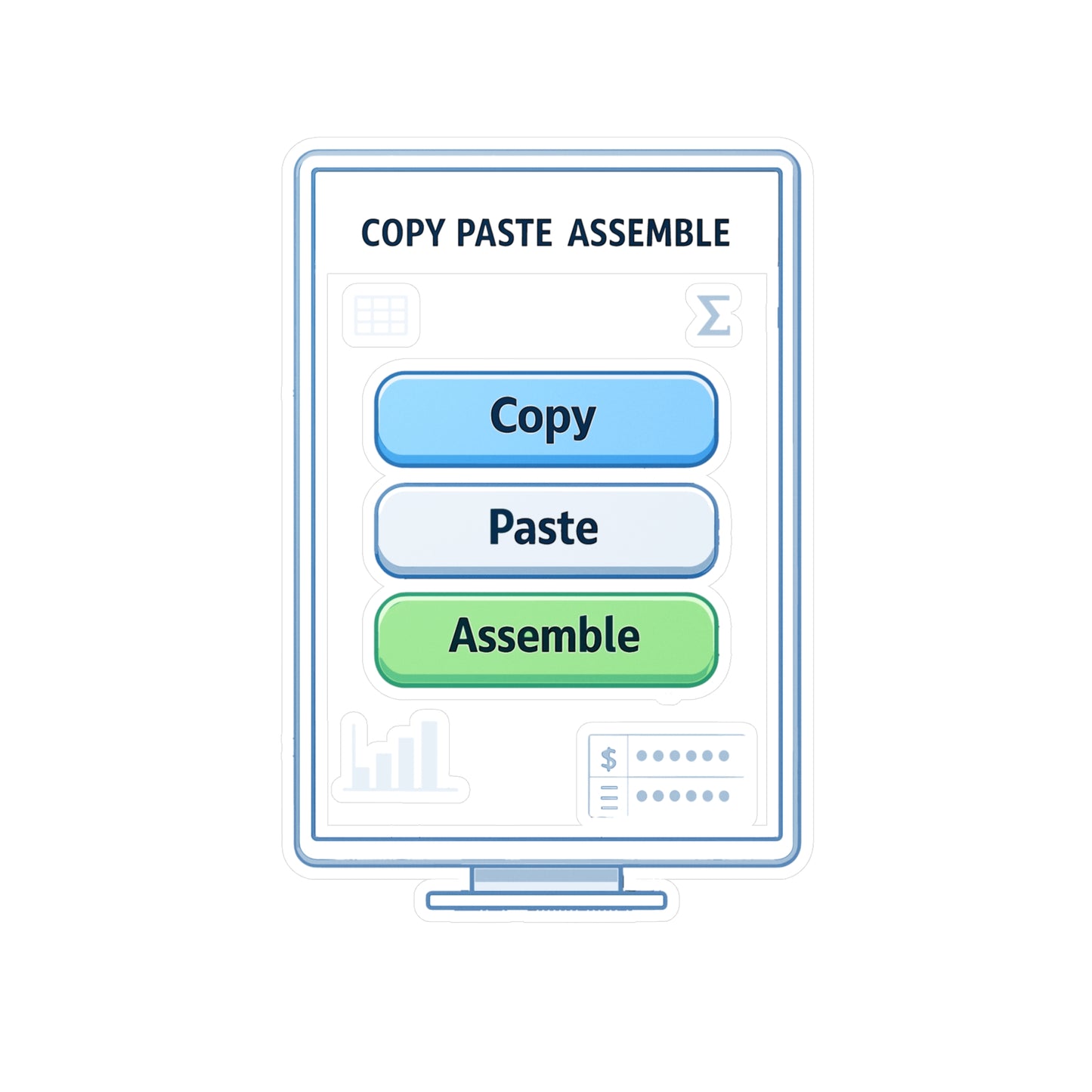 Accountant Sticker Copy Paste Assemble Funny Finance Decals for Laptop Water Bottle Waterproof Vinyl Balance Spreadsheet Amortization