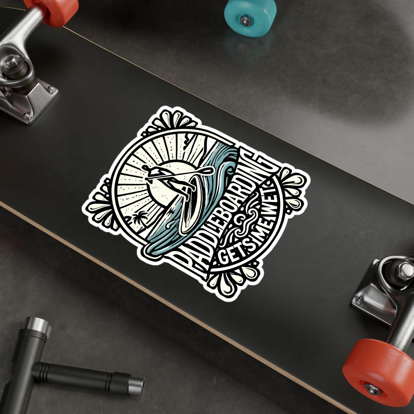 Paddleboarding Gets Me Wet – Funny Paddleboarding Sticker for Laptop or Water Bottle | Vinyl Surfer Decal Gift