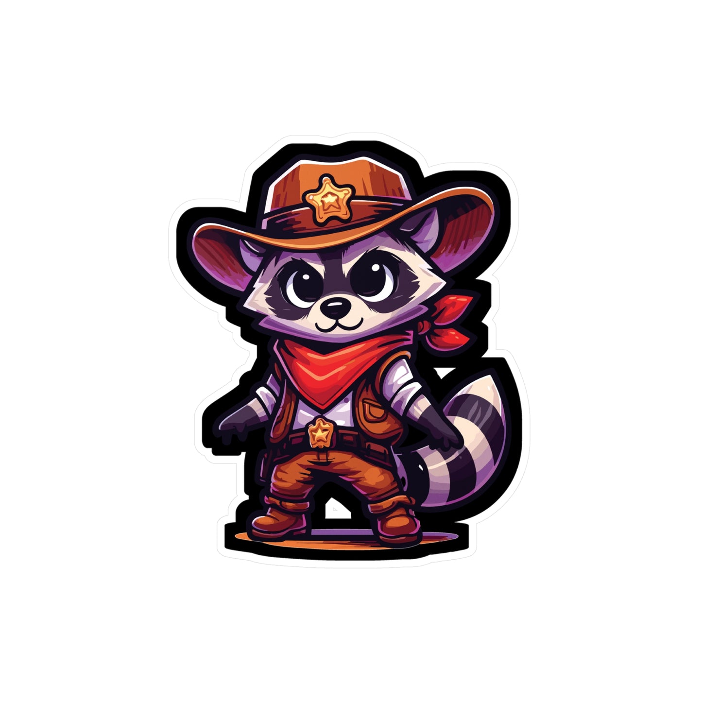 Raccoon Cowboy - Raccoon Sticker for Car Window Laptop Sticker. Water Bottle Sticker, Vinyl Cowboy Decal, Bandana Sticker - Raccoon Gift