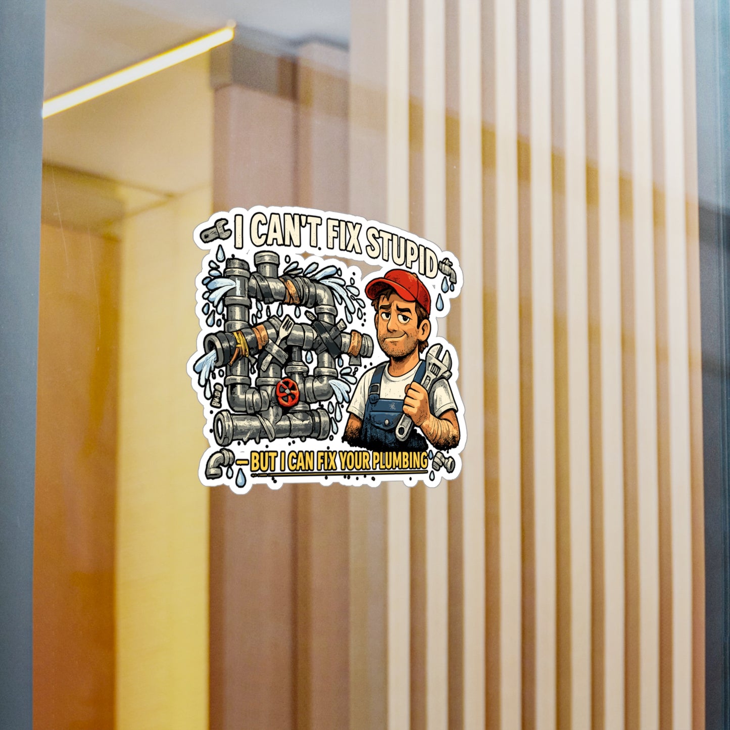 Plumber Sticker I Can’t Fix Stupid Funny Plumbing Decals for Laptop Water Bottle Waterproof Vinyl Pipefitter Steamfitter