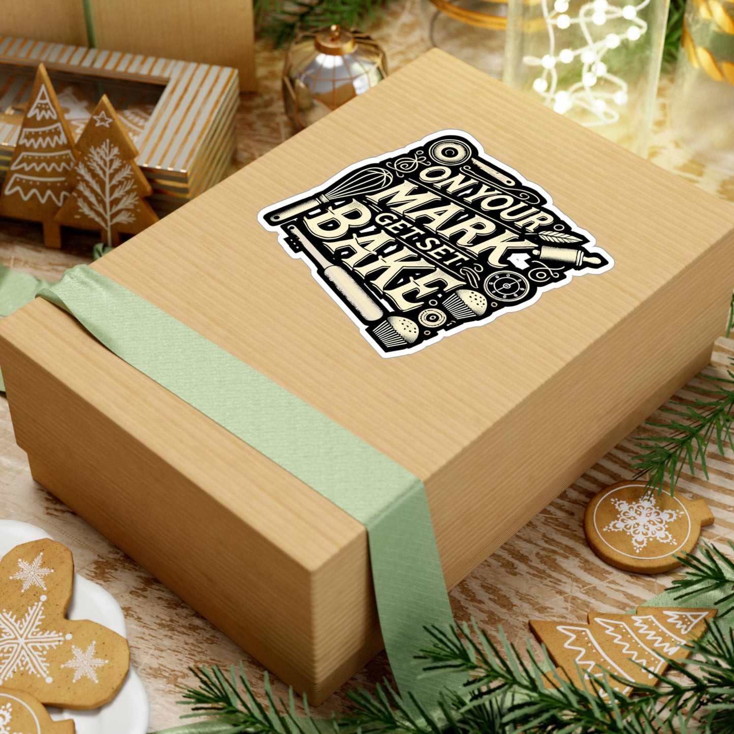 On Your Mark Get Set Bake - Baker Sticker for Car Window Laptop Sticker. Water Bottle Sticker, Vinyl Cake Decal, Baking Sticker - Baker Gift