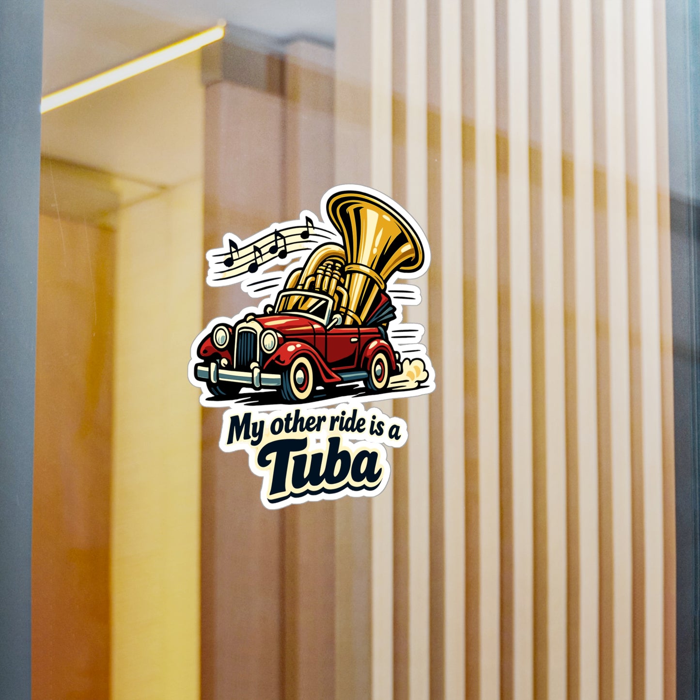 Marching Band Sticker My other ride is a Tuba – Waterproof Vinyl decals for Laptop or Water Bottle, drummer band director mellophone