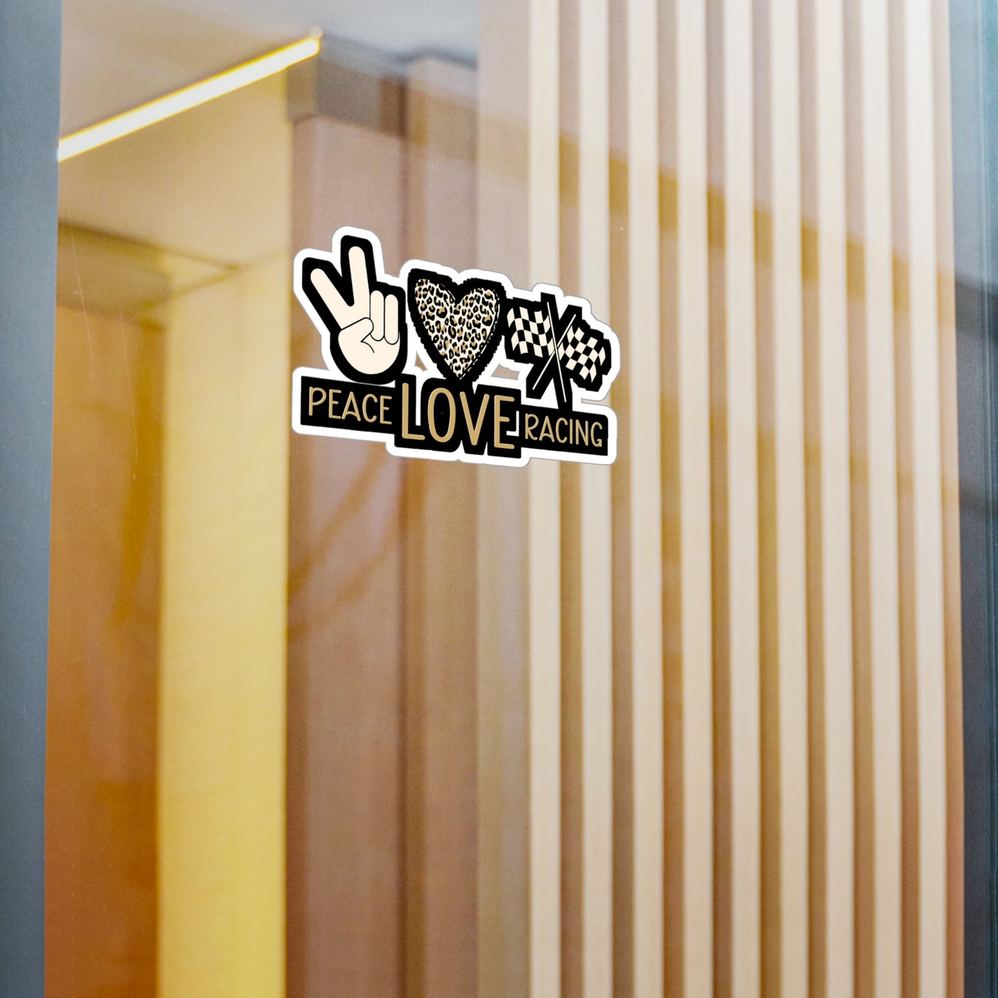 Peace Love Racing - Car-racing Sticker for Laptop Sticker. Water Bottle Sticker, Vinyl Skid Decal - Car-racing Gift