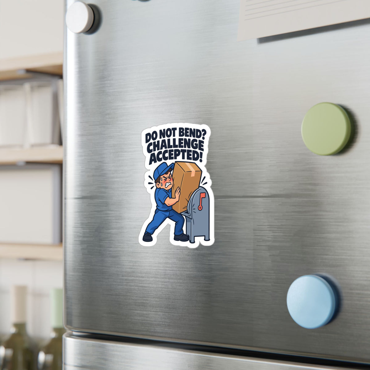 Postal Worker Sticker “Do Not Bend? Challenge Accepted!” Vinyl Decals for Mailbox, Laptop, Waterproof Rural Carrier Gift
