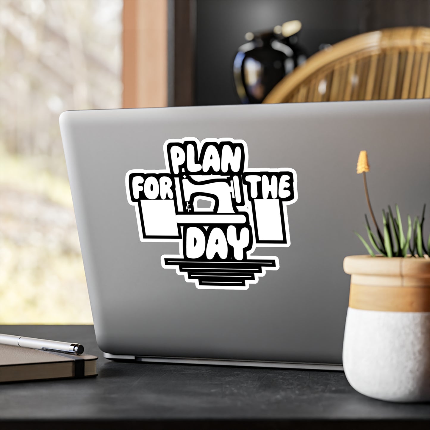 Plan for the Day - Sewing Sticker for Wall, Laptop, Window, Truck, Car Sewing Gift Vinyl Sew Decal Sticker
