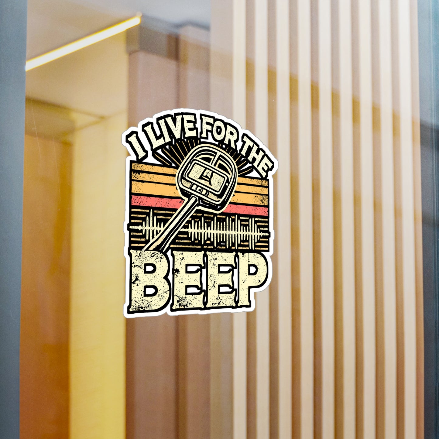 I Live For The Beep – Metal Detector Sticker for Laptop or Water Bottle | Vinyl Geocaching Decal | Metal Detector Gift for Enthusiasts