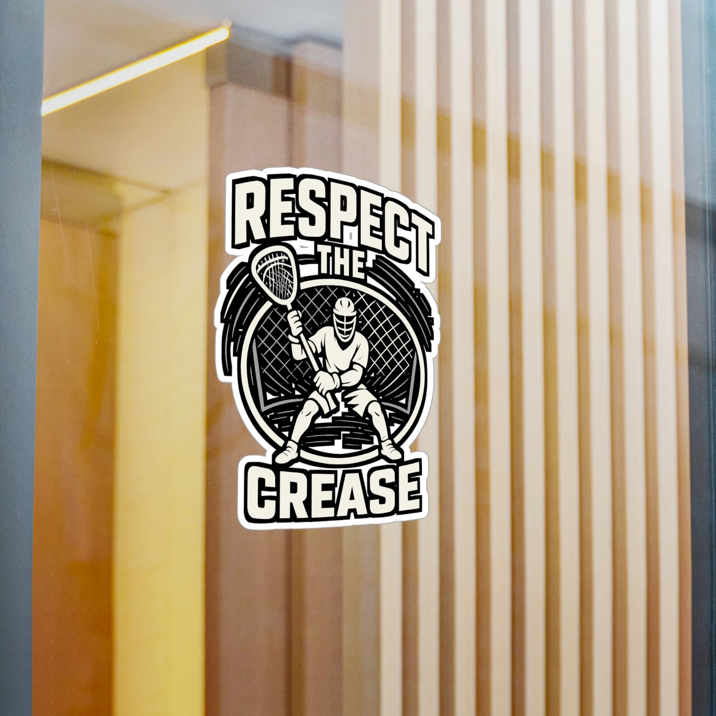 Lacrosse Sticker – Respect the Crease Decals, Waterproof Vinyl Sports Team Ball Decor for Laptop, Water Bottle, Durable and Easy to Apply