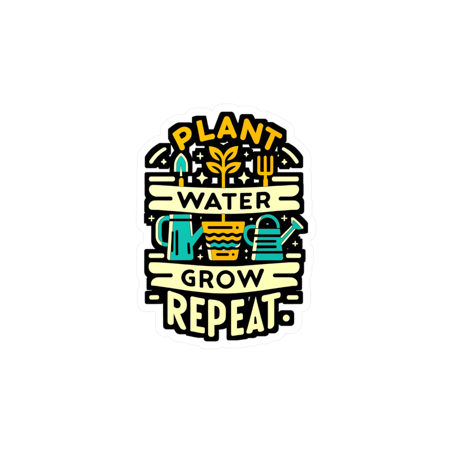 Plant Water Grow Repeat - Gardening Sticker for Laptop Sticker. Water Bottle Sticker, Vinyl Landscaper Decal - Gardening Gift