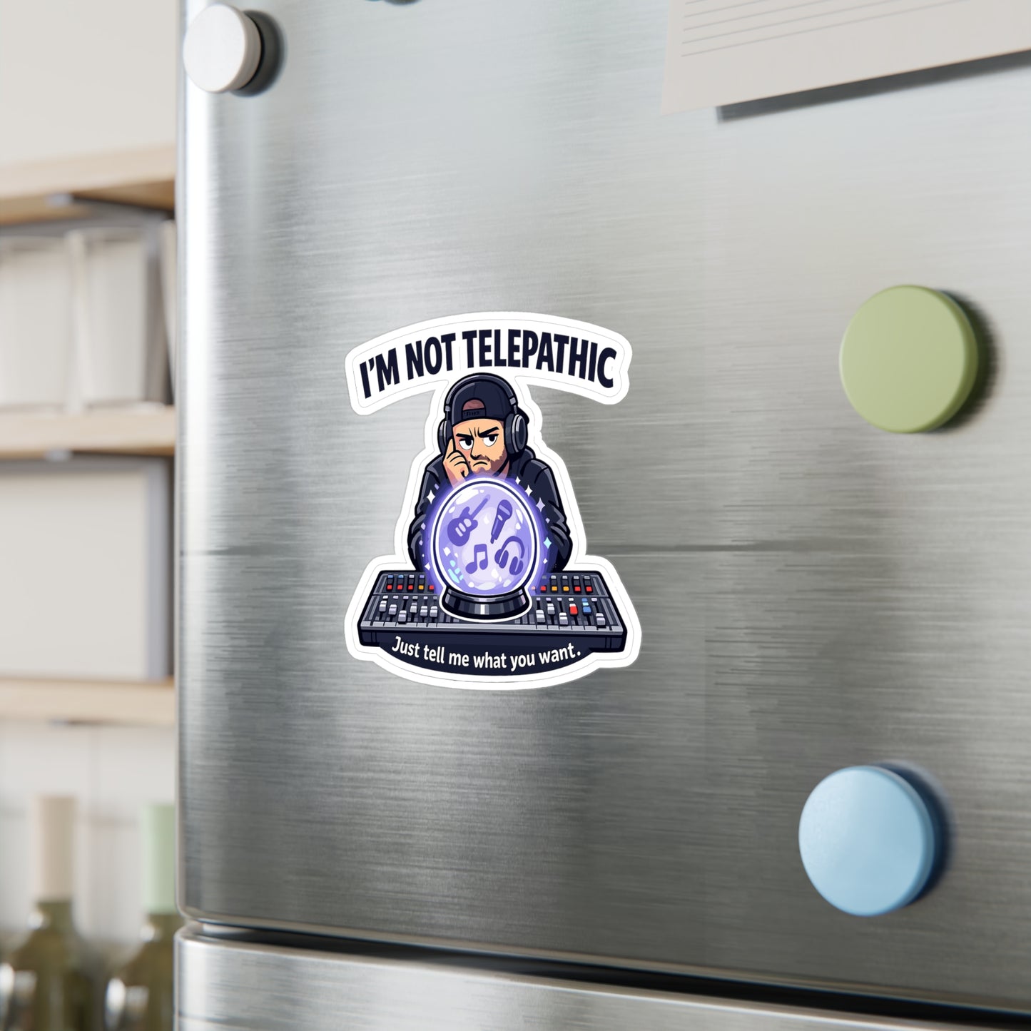 Audio Engineer Sticker I’m Not Telepathic Funny Sound Engineer Decals Waterproof Vinyl for Laptop Water Bottle Monitor Audio Technician