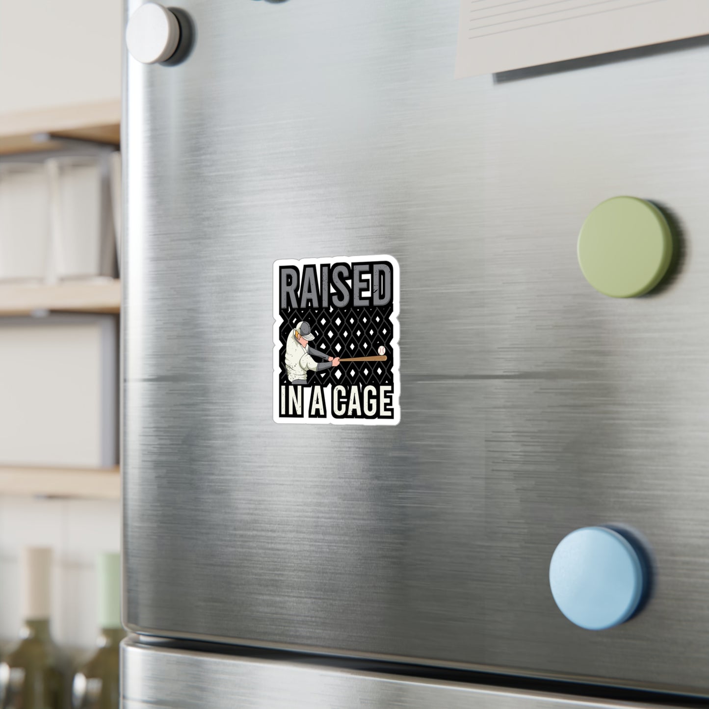 Raised In a Cage Baseball - Baseball Sticker for Laptop Sticker. Water Bottle Sticker, Vinyl Softball Decal - Baseball Gift