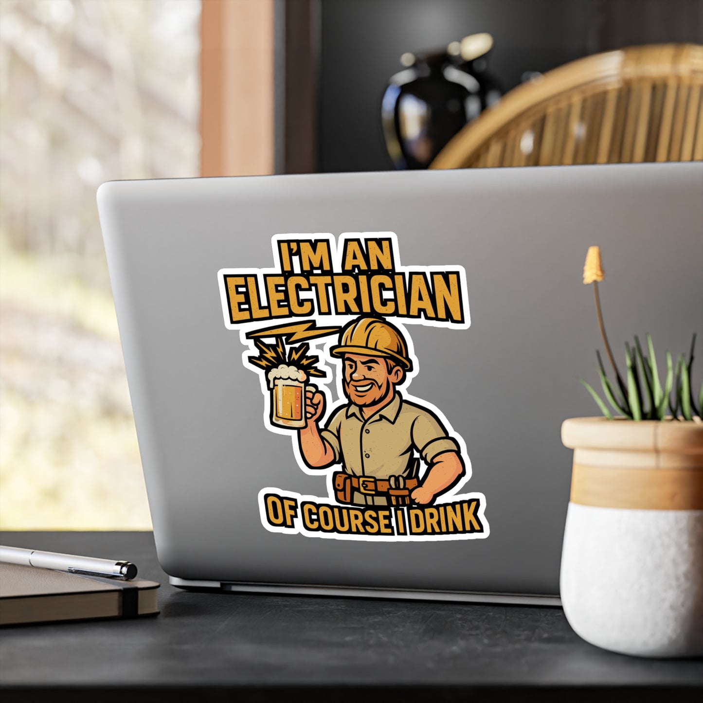 I'm an Electrician Of Course I Drink – Funny Electrician Sticker for Laptop or Water Bottle | Vinyl Decal, Lineman Gift