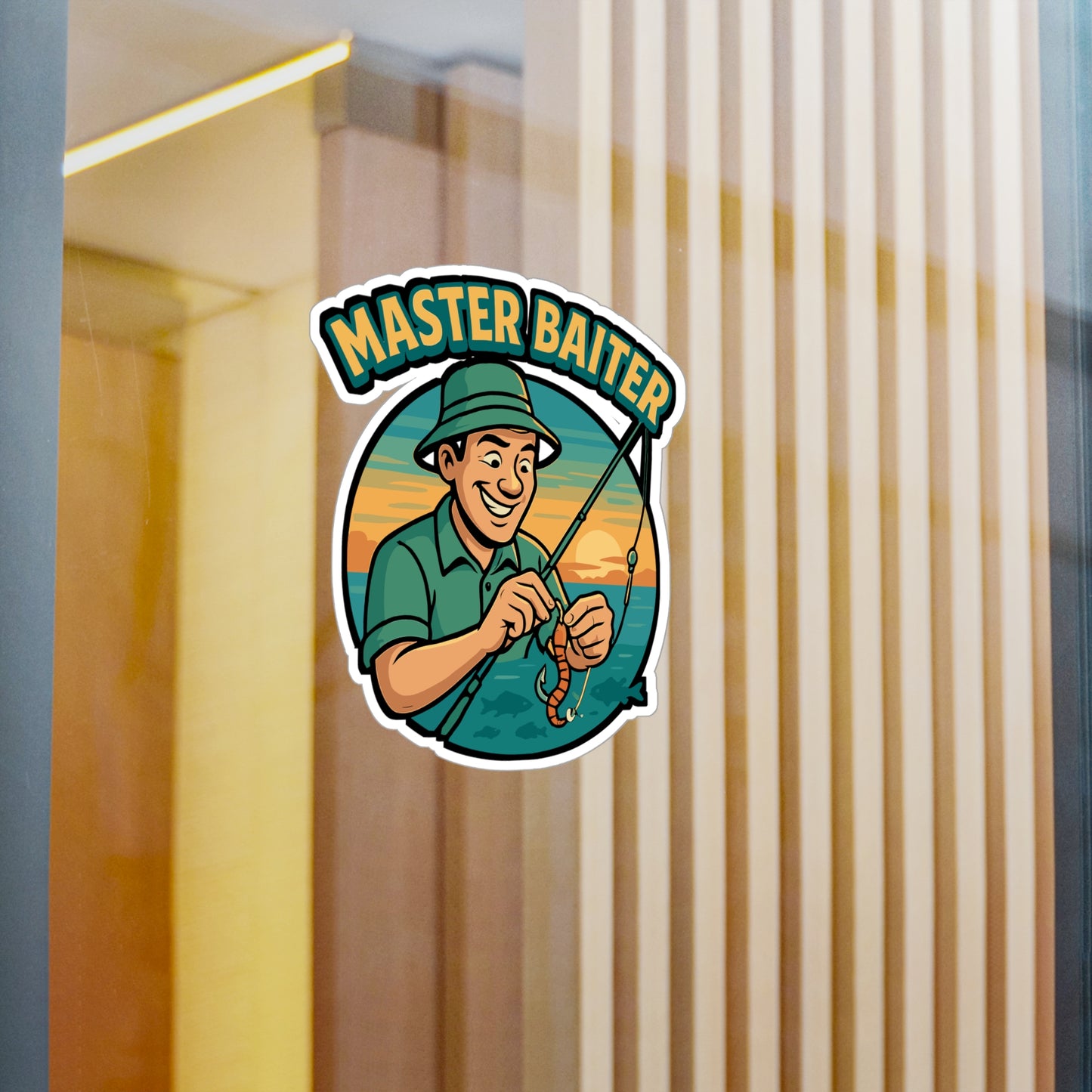 Fishing Sticker – "Master Baiter" Vinyl Decals for Angler & Fisherman, Waterproof, Perfect for Tackle Box, Laptop, Funny Angling Gift