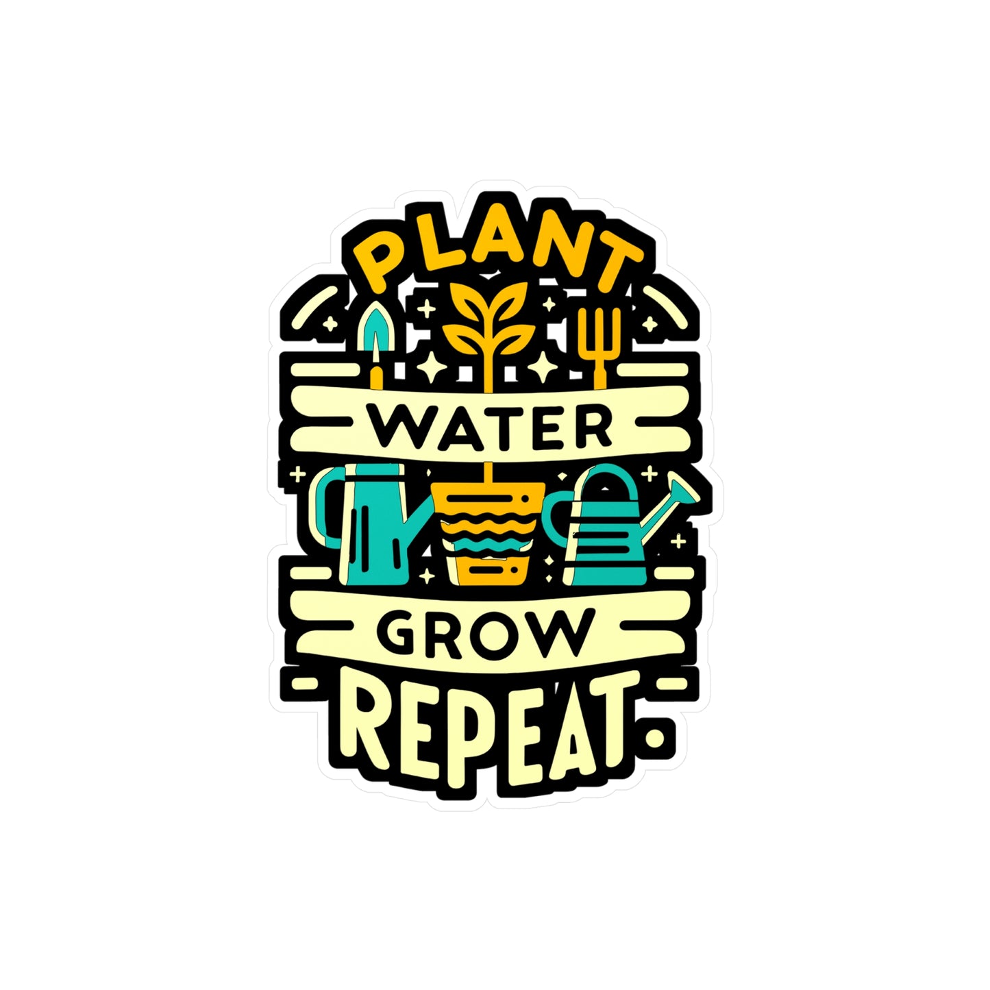 Plant Water Grow Repeat - Gardening Sticker for Laptop Sticker. Water Bottle Sticker, Vinyl Landscaper Decal - Gardening Gift
