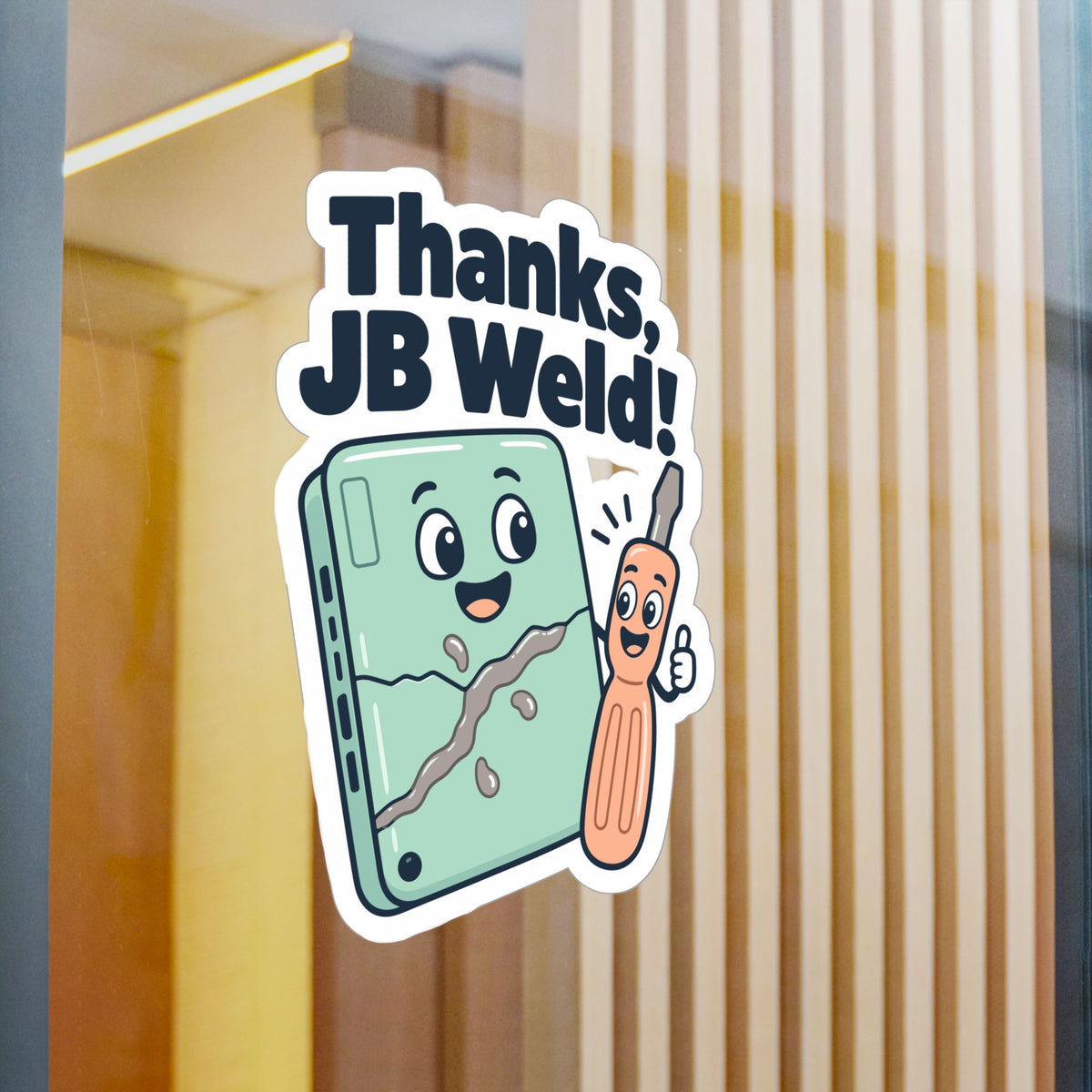 Upcycling Sticker - Thanks Jb Weld Design, Recycling Art Decals for Laptop and Water Bottle, Celebrating Sustainability