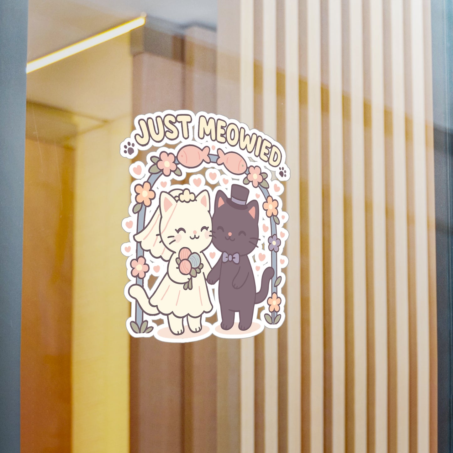 Cats Sticker – Just Meowied Decals for Wedding Couple, Cute Marriage Gift, Waterproof Vinyl for Laptop or Water Bottle