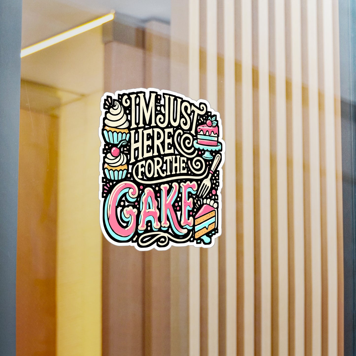 I'm Just Here For The Cake – Vinyl Baking Decal for Laptop or Water Bottle | Whisk Design, Baking Gift for Pastry Lovers