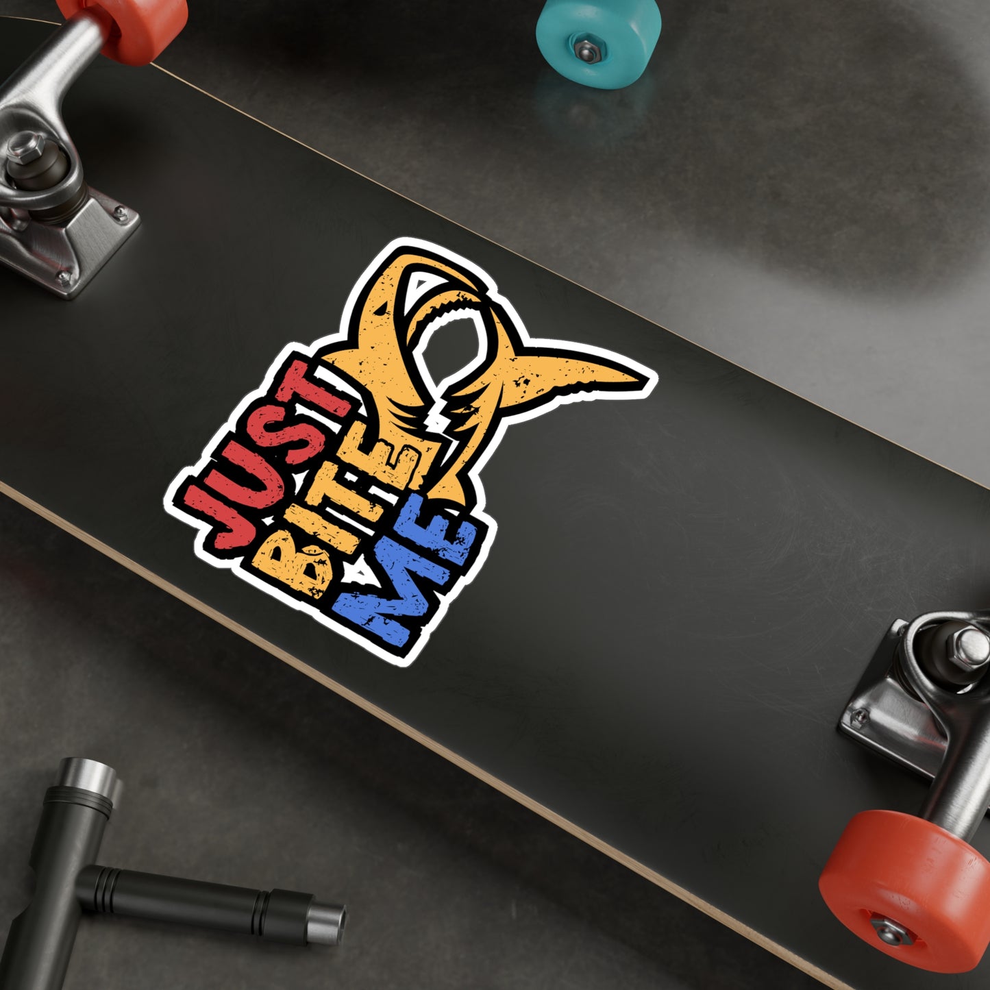Just Bite Me - Sharks Sticker for Car Window Laptop Sticker. Water Bottle Sticker, Vinyl Marine Decal, Jaws Sticker - Sharks Gift