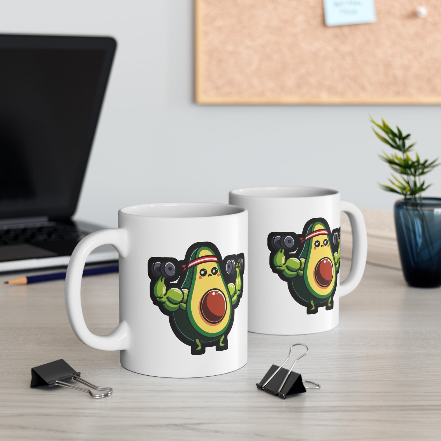 Avocado Weightlifter Bodybuilder - Bodybuilding Mug for Coffee 11oz. Bodybuilding Cup, White ceramic, Weightlifting Mug - Bodybuilding Gift