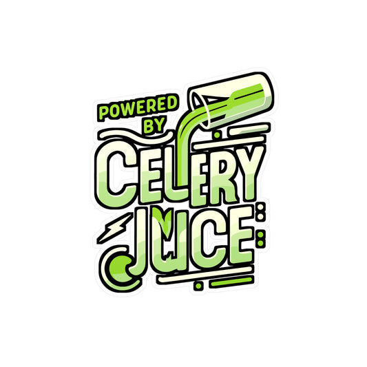 Powered by Celery Juice – Funny Vinyl Sticker for Laptop, Car Window or Water Bottle | Vegan Vegetable Decal Gift