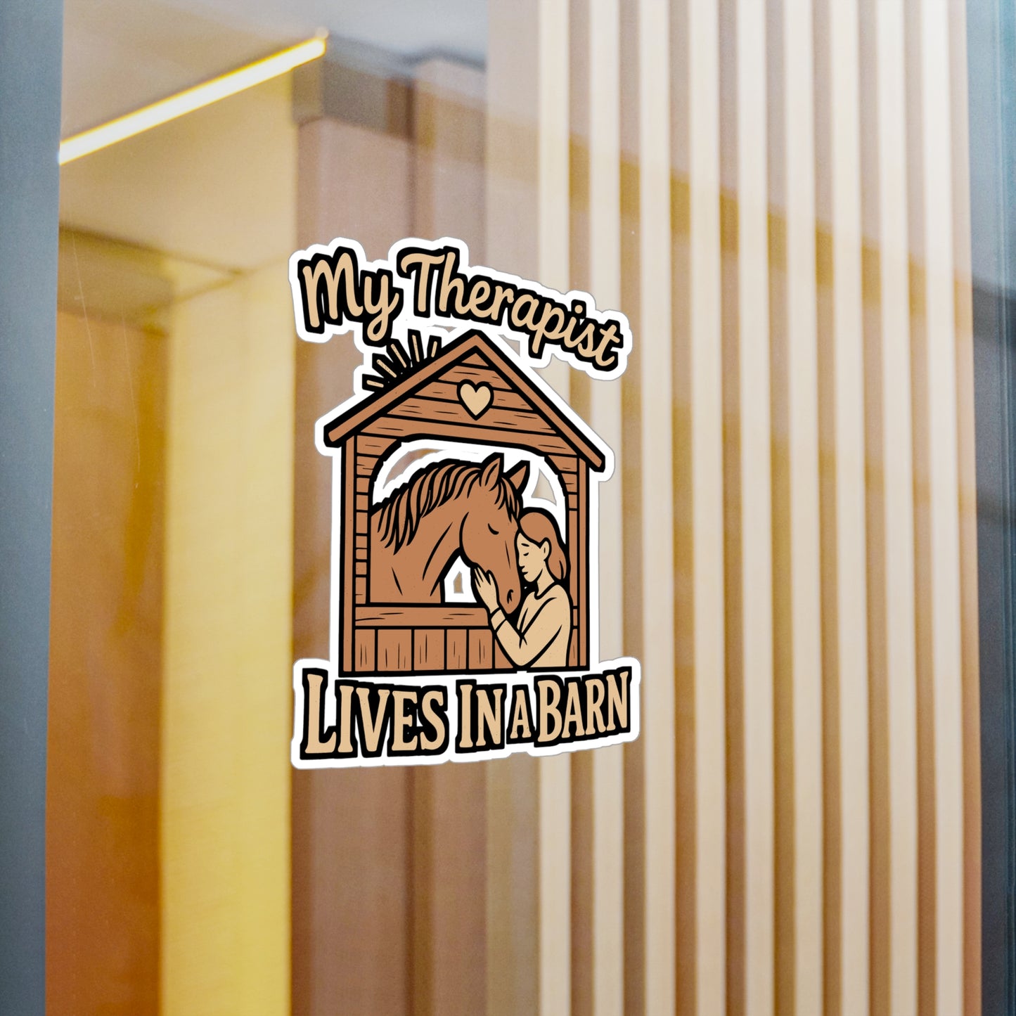 My Therapist Lives in a Barn – Funny Ranch Sticker, Vinyl Decal for Laptop or Water Bottle | Horse Lover Gift