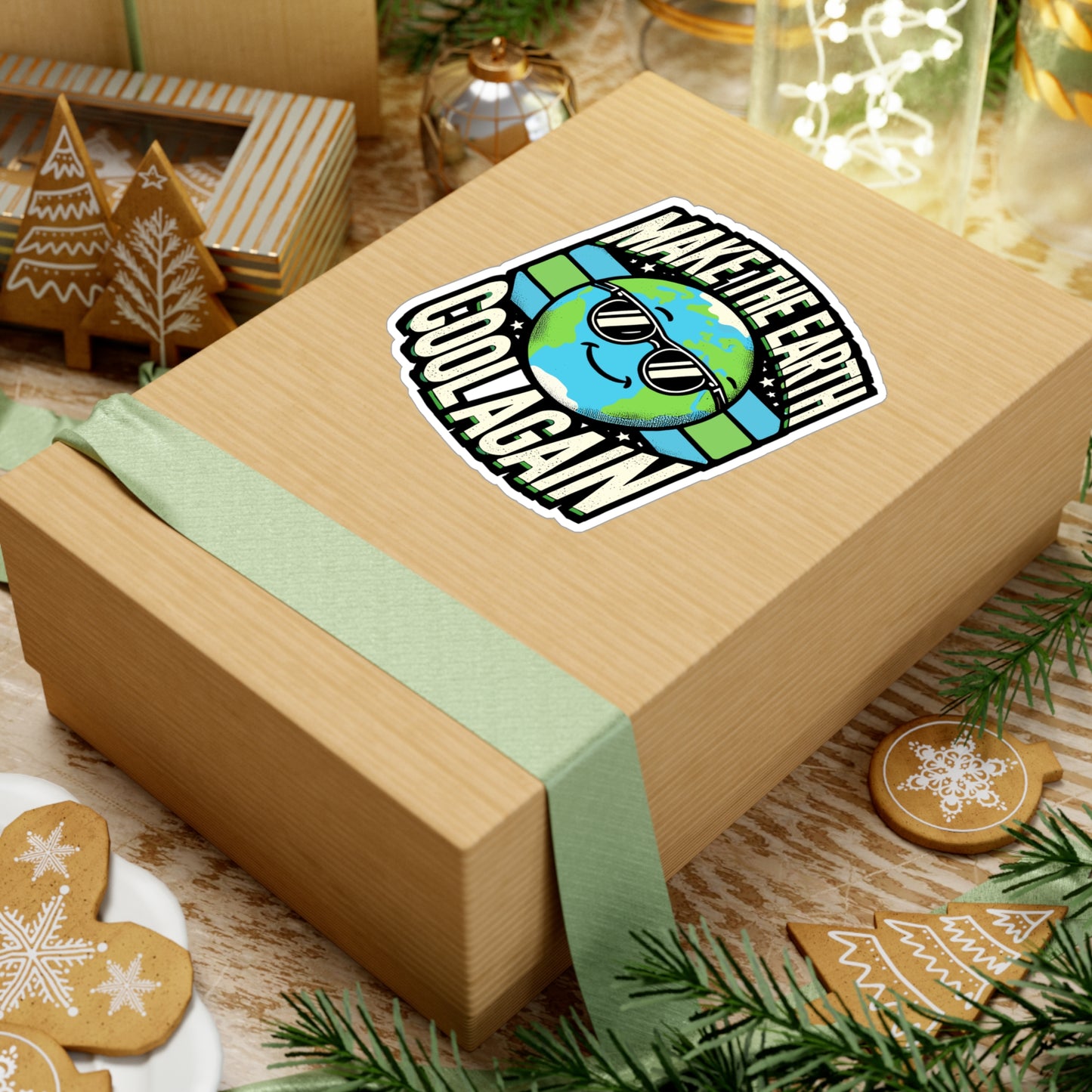 Make The Earth Cool Again - Environmental Sticker for Laptop Sticker. Water Bottle Sticker, Vinyl Earth Decal - Environmental Gift