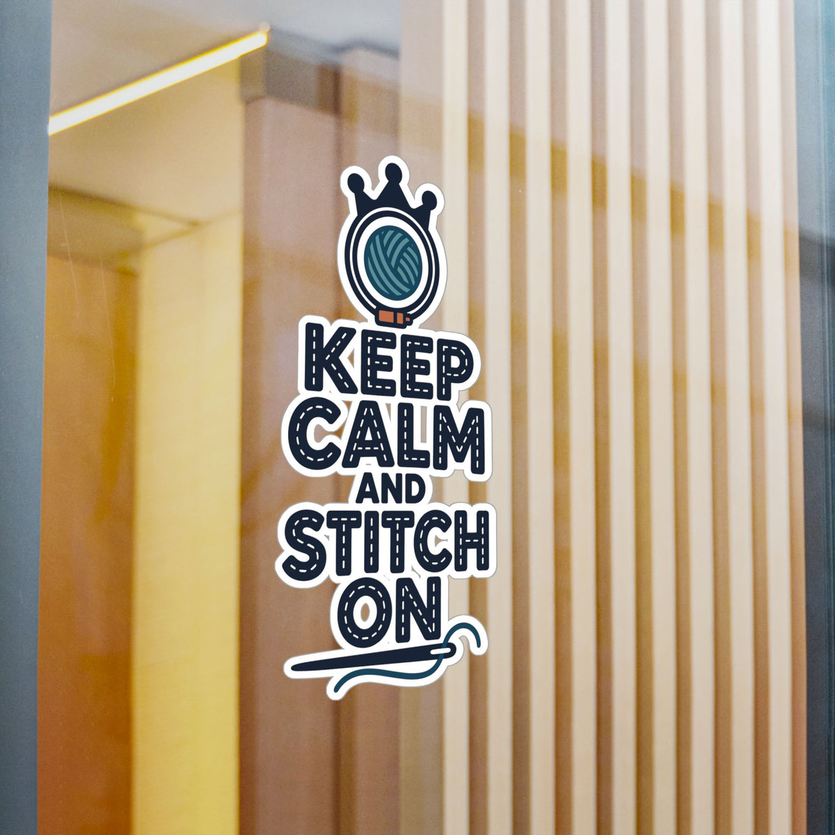 Embroidery Sticker - Keep Calm And Stitch On - Needlework Decals for Crafting and Stitching Fans, Laptop or Water Bottle