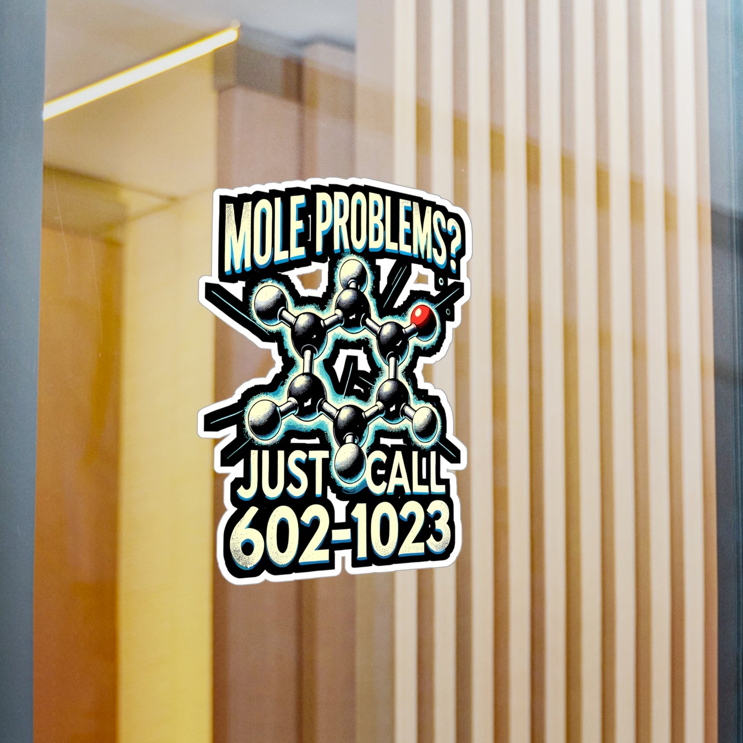 Mole Problems Just Call 602 1023 - Chemistry Sticker for Laptop Sticker. Water Bottle Sticker, Vinyl Mole Decal - Chemistry Gift