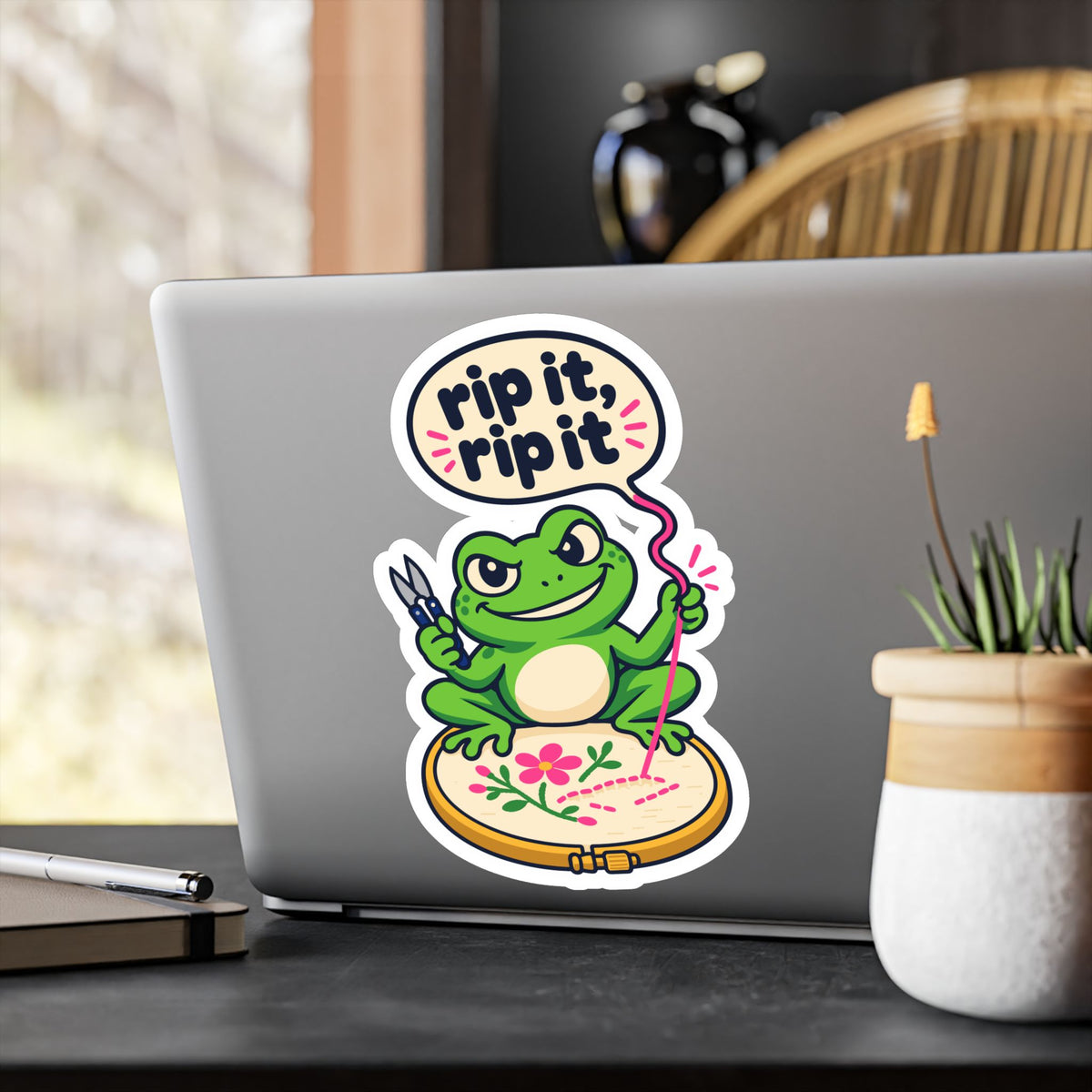Embroidery Sticker - Rip It, Rip It Design for Needlework, Crafting and Stitching Fans, Decals for Laptop or Water Bottle