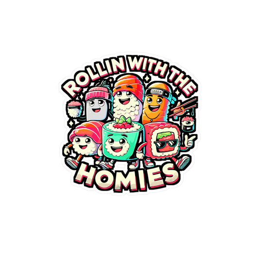 Rollin' With The Homies – Sushi Vinyl Decal for Car Window, Laptop & Water Bottle | Kawaii Sushi Gift