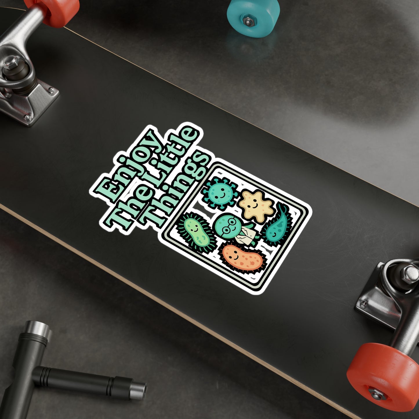 Microbiology Sticker – Enjoy The Little Things Bacteria Culture Decals, Petri-Dish Science Vinyl, Waterproof for Laptop, Water Bottle