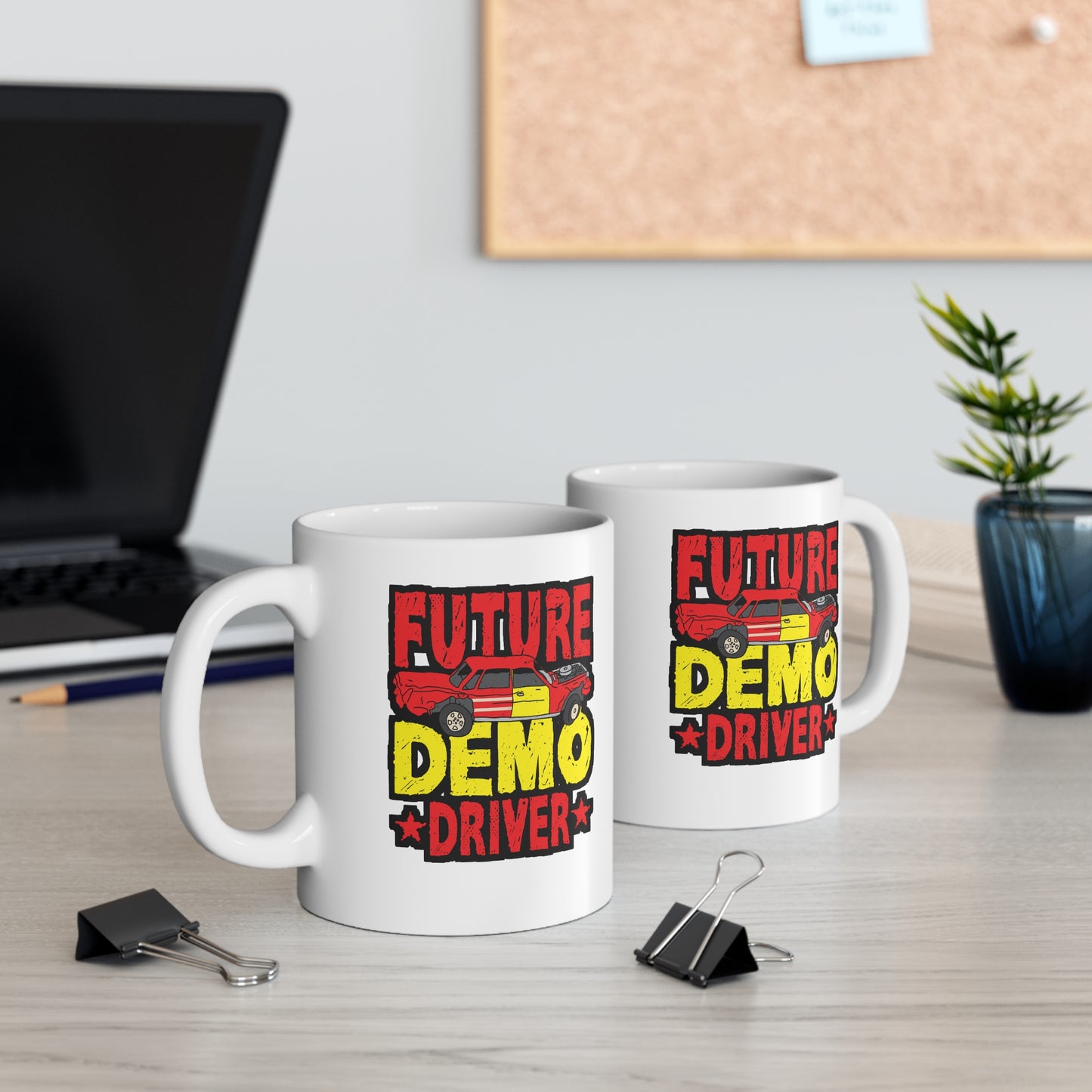 Future Demo Driver Demolition Derby - Demolition Mug for Coffee 11oz. Demolition Cup, White ceramic, Derby Mug - Demolition Gift