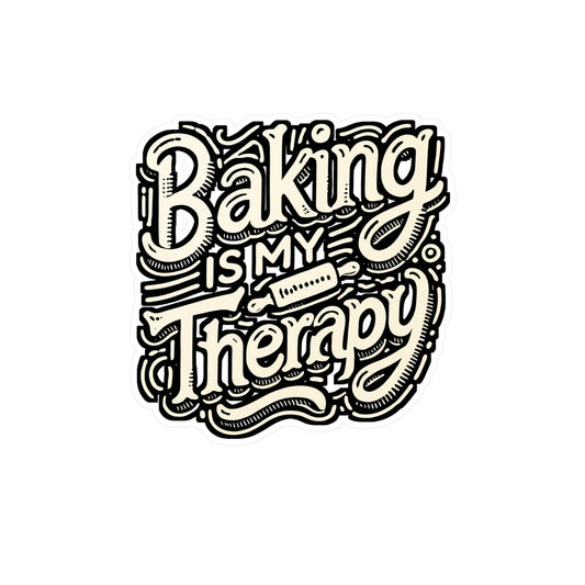 Baking Is My Therapy – Vinyl Sticker for Bakers | Funny Baking Gift for Car, Laptop, Water Bottle
