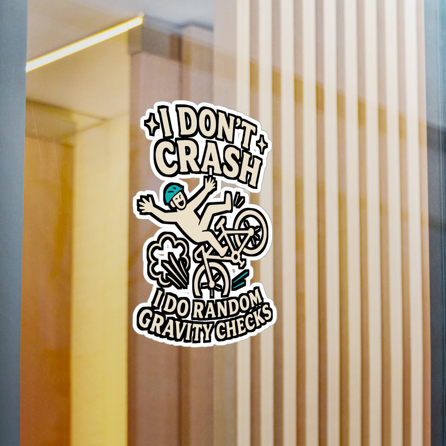 I Don't Crash I Do Random Gravity Checks – Funny Cycling Sticker for Laptop or Water Bottle | Vinyl Biker Decal, Cyclist Gift Idea