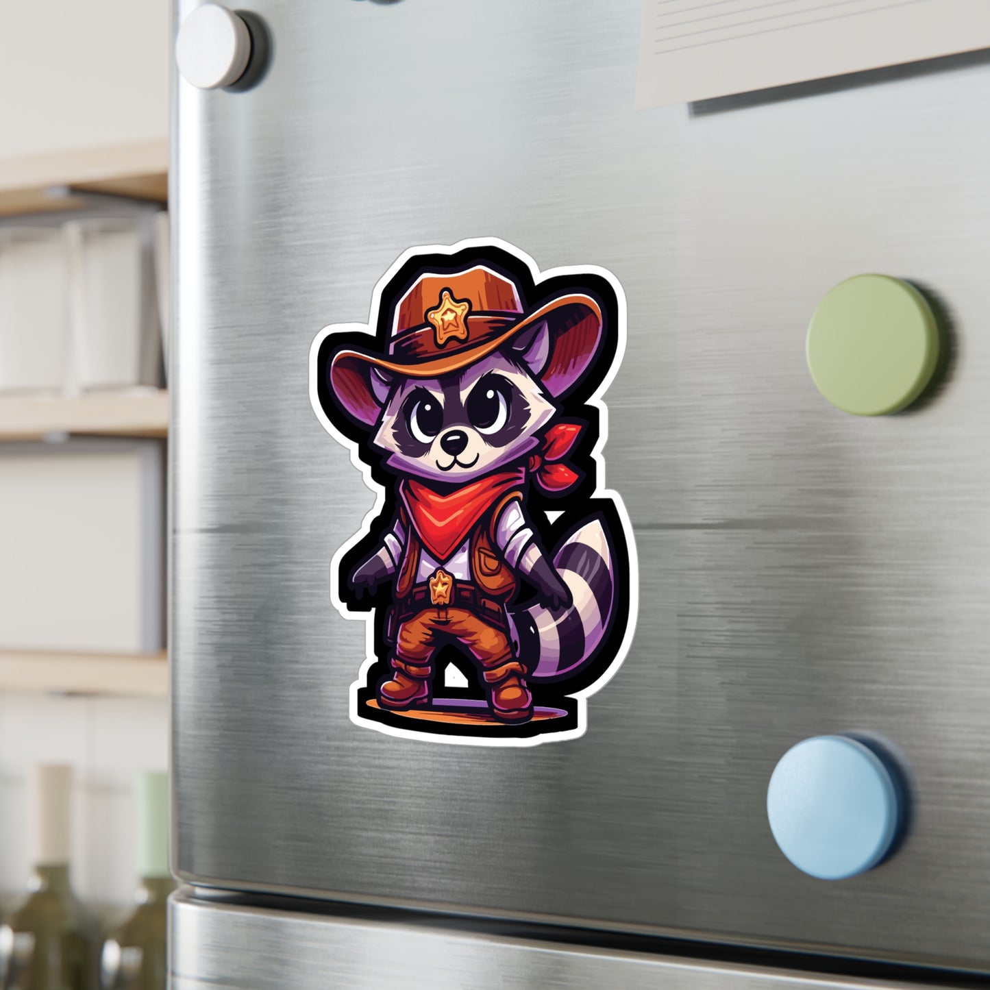 Raccoon Cowboy - Raccoon Sticker for Car Window Laptop Sticker. Water Bottle Sticker, Vinyl Cowboy Decal, Bandana Sticker - Raccoon Gift