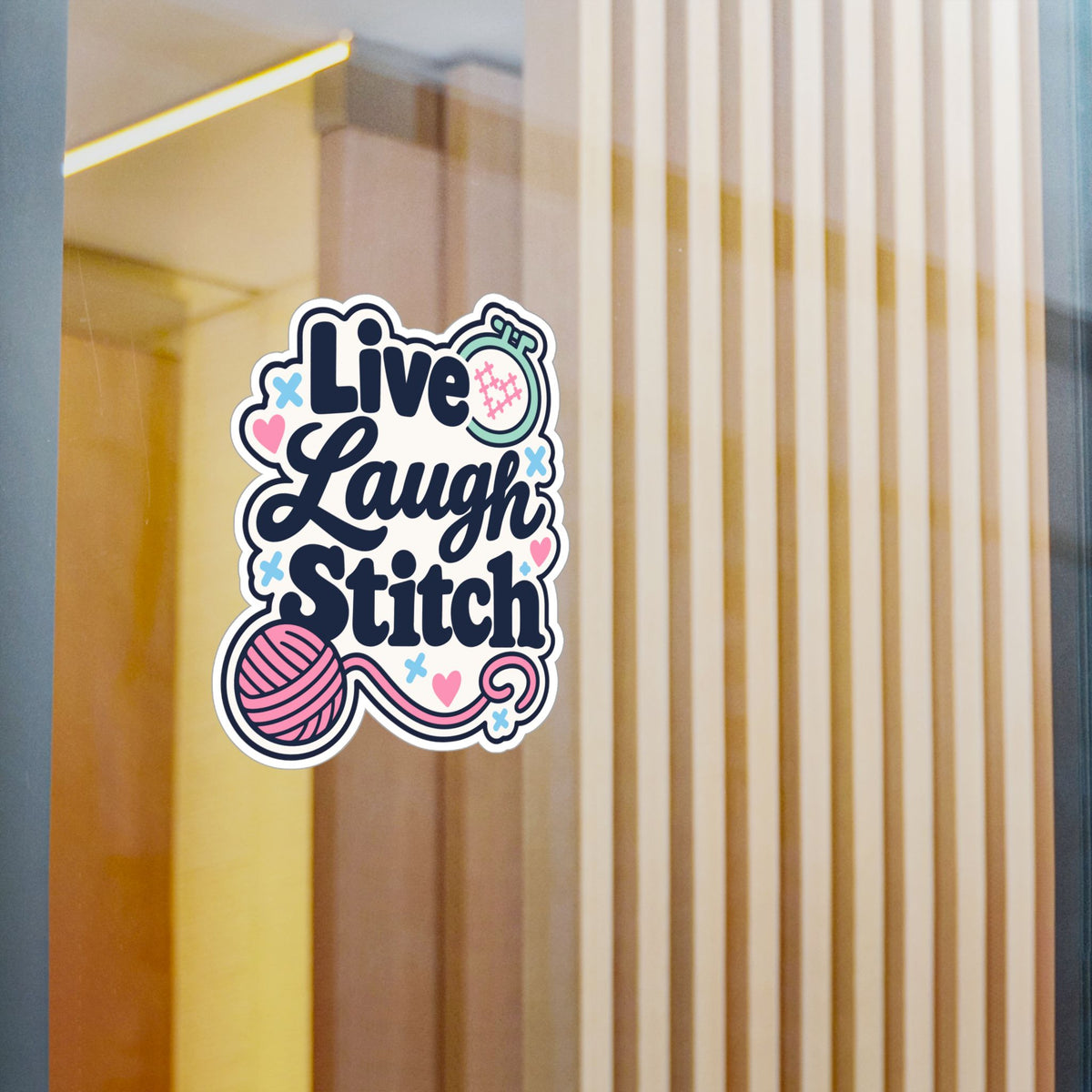 Embroidery Sticker – Live Laugh Stitch Design for Needlework and Crafting Fans, Stitching Decals for Laptop or Water Bottle