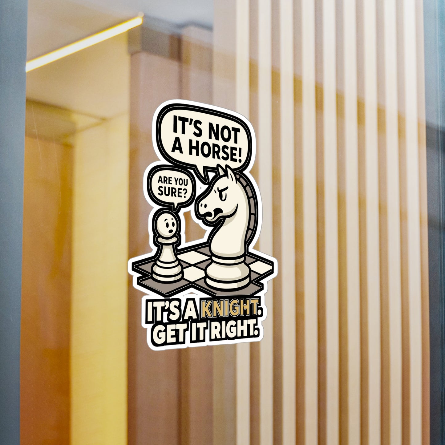 It's Not A Horse - Chess Sticker for Laptop, Water Bottle - Funny Gift for Chess Lovers, Players & Coaches