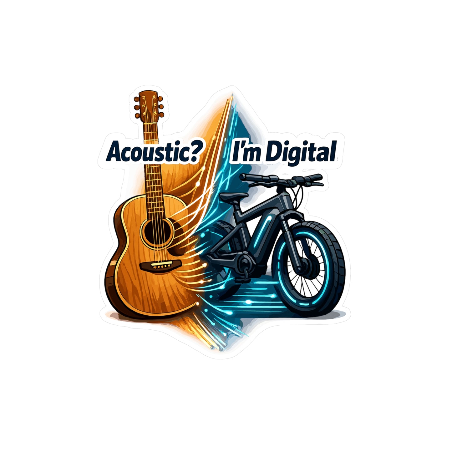 E-Bike Sticker Acoustic? I’m Digital Funny E Cycling Electric Bike Decals Waterproof Vinyl Sticker for Laptop Water Bottle