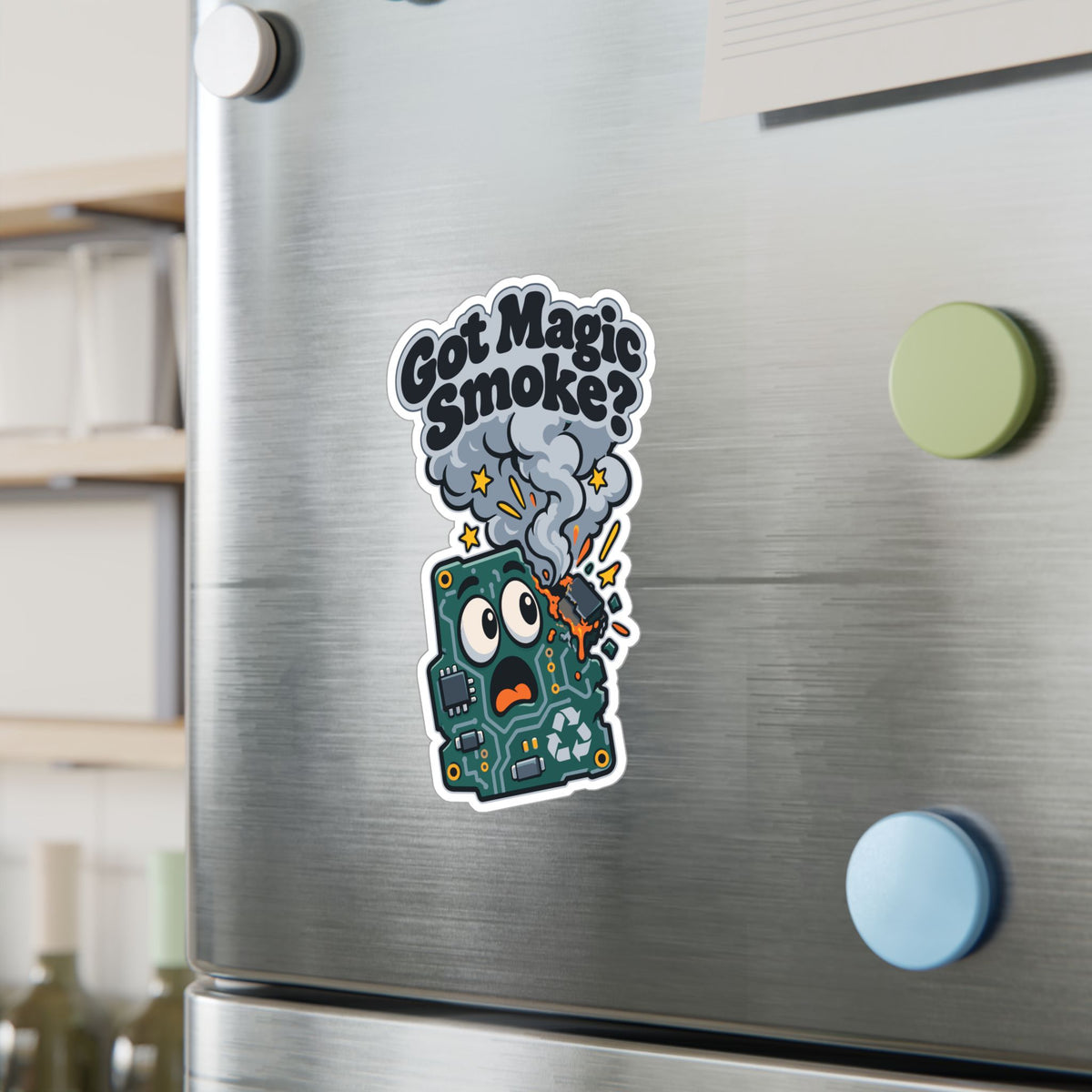 Upcycling Sticker Got Magic Smoke – Art Decals for Laptop and Water Bottle, Celebrating Recycling and Sustainability