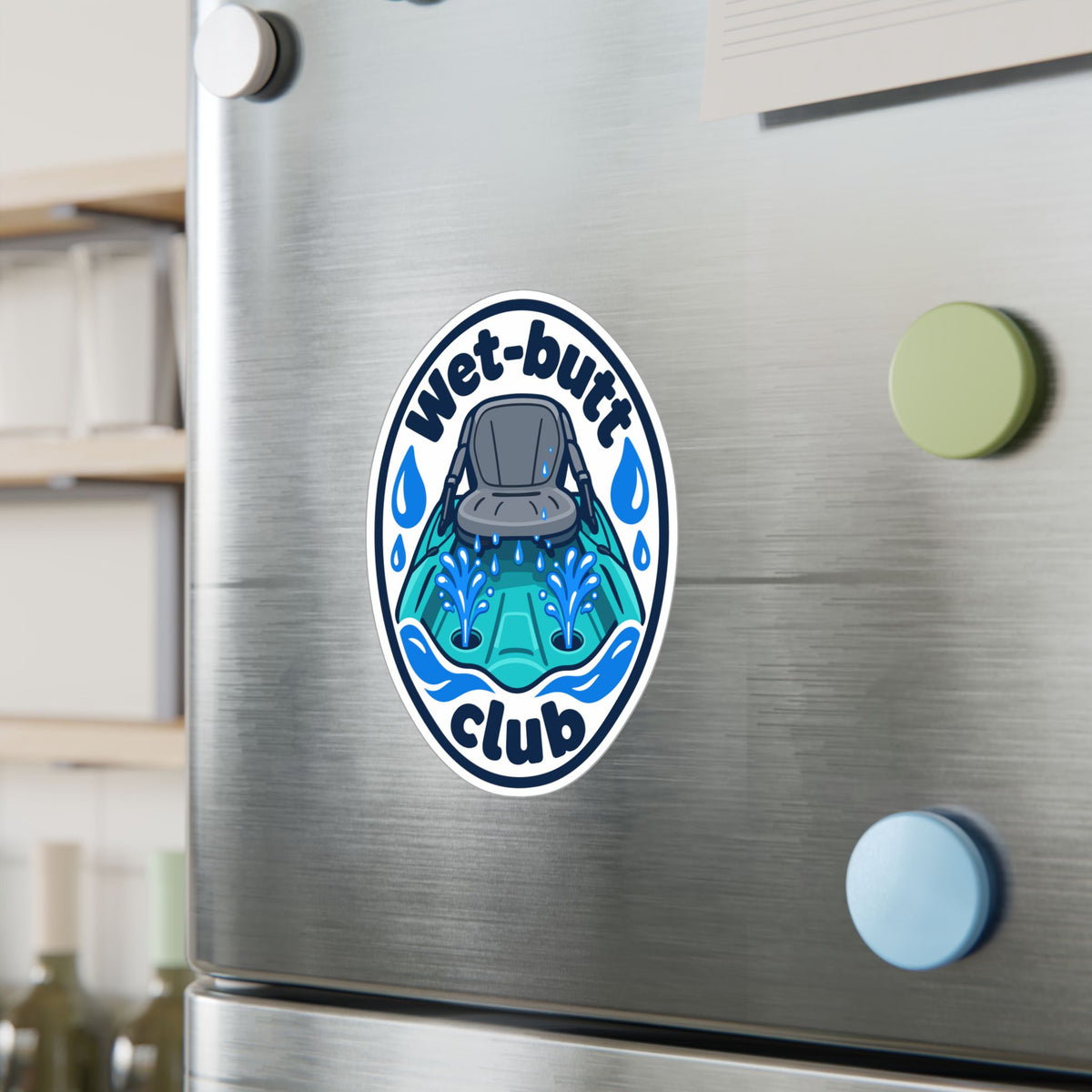 Kayak Sticker - Wet-Butt Club Decals for the Kayaker Who Loves Kayaking and Rowing, for Laptop or Water Bottle