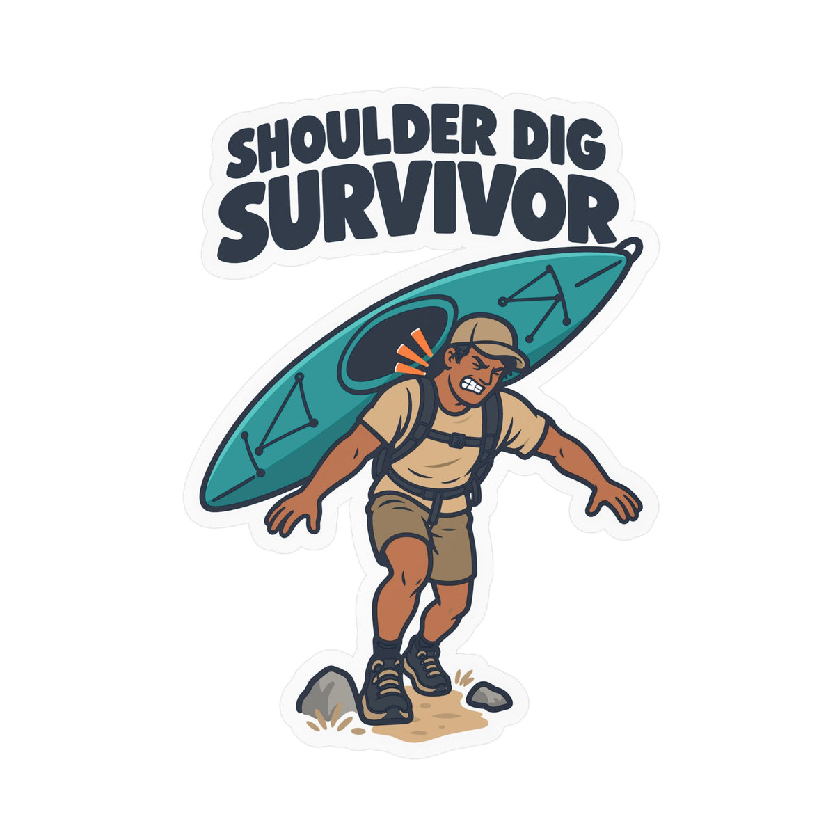 Kayak Sticker – Shoulder Dig Survivor Decals for Kayaking and Rowing Fans, Laptop and Water Bottle
