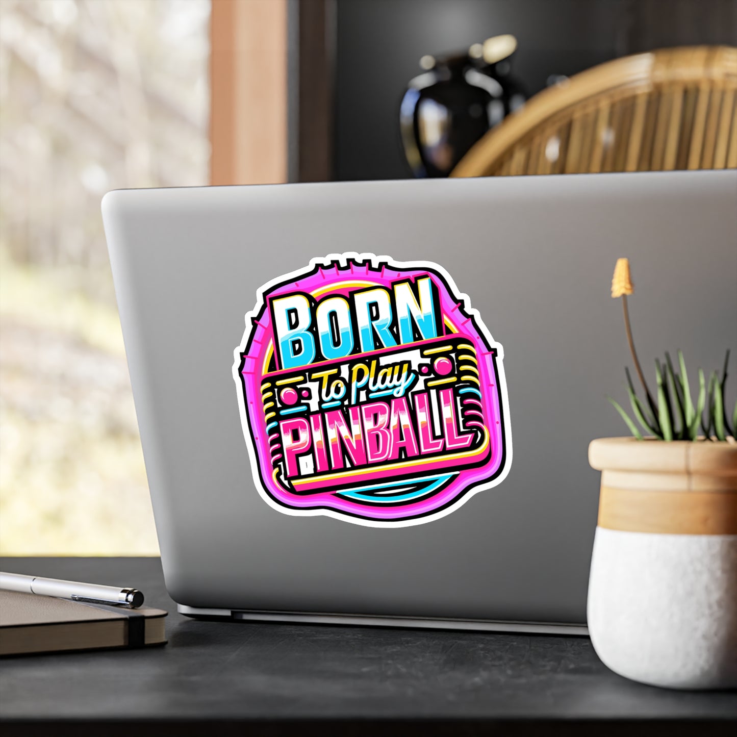 Born To Play Pinball – Vinyl Sticker for Car Window, Laptop & Water Bottle | Spring Pinball Gift, Fun Arcade Ball Decal